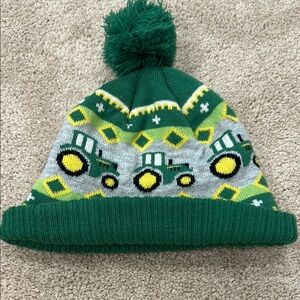 Kids Green Tractor Knit Beanie